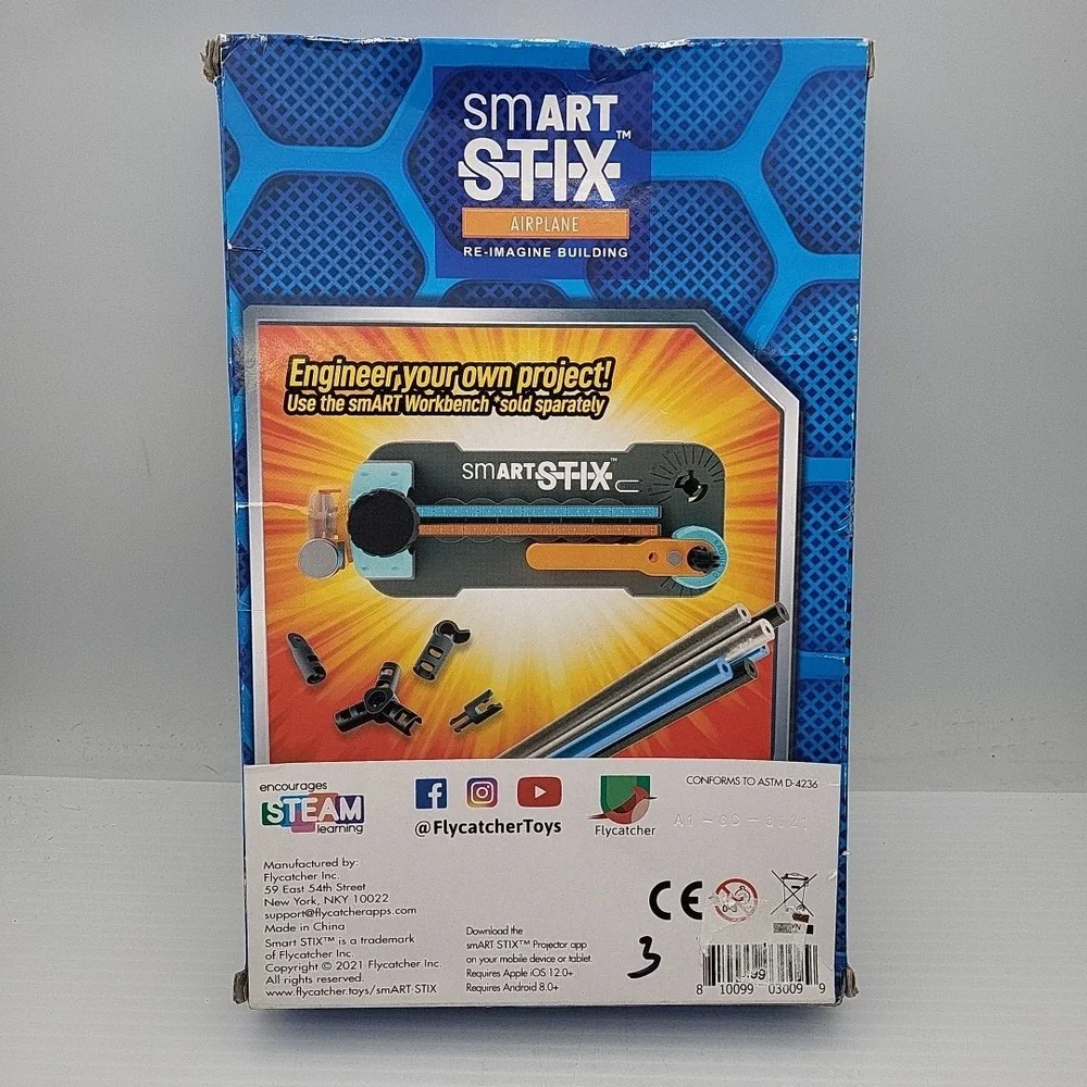SmartStix Airplaine Model Building Kit‎ 165+ Pieces w/ Free App FlycatcherToys